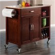 Winsome Mabel Transitional Solid Wood Kitchen Cart in Walnut and Natural