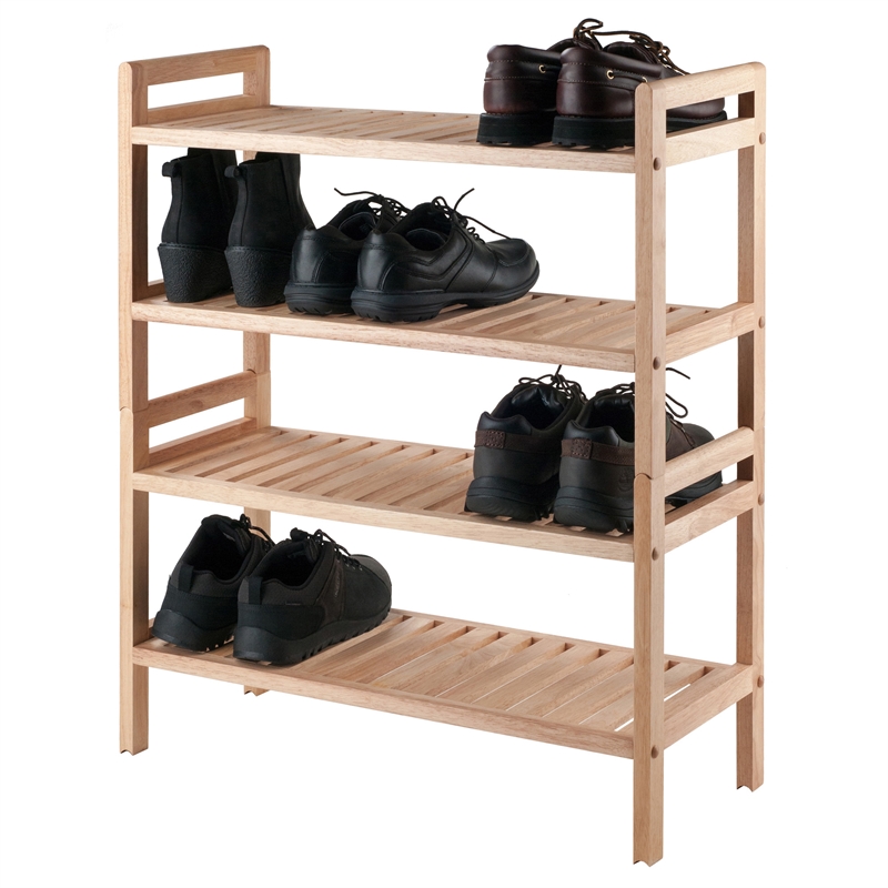 Winsome Mercury 2-Piece Stackable Solid Wood Shoe Rack Set in Natural