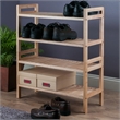 Winsome Mercury 2-Piece Stackable Solid Wood Shoe Rack Set in Natural