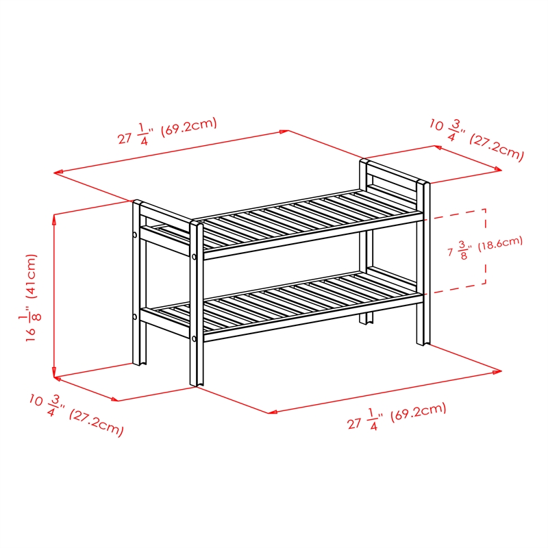 Winsome Mercury 2-Piece Stackable Solid Wood Shoe Rack Set in Natural