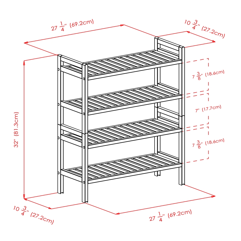 Winsome Mercury 2-Piece Stackable Solid Wood Shoe Rack Set in Natural