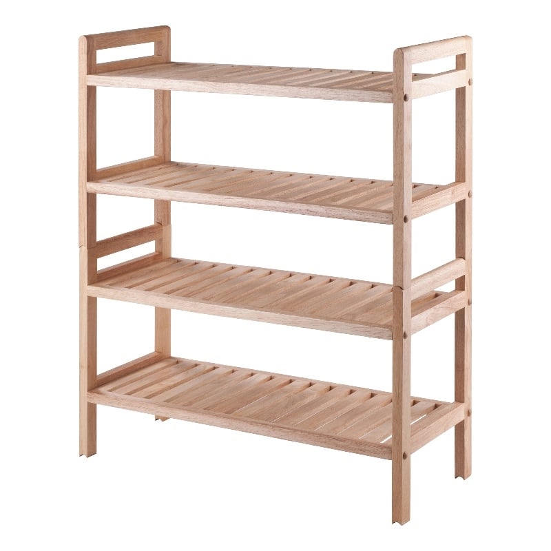 Winsome Mercury 2-Piece Stackable Solid Wood Shoe Rack Set in Natural