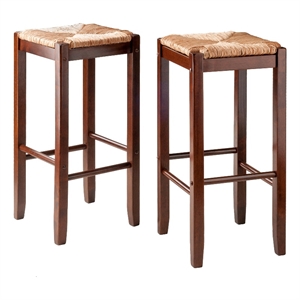 winsome kaden solid wood seagrass seat bar stool in natural and walnut (set of 2)