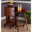 Winsome Isabelle 6-Piece Transitional Solid Wood Snack Table Set in Walnut