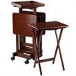 Winsome Isabelle 6-Piece Transitional Solid Wood Snack Table Set in Walnut