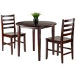 Winsome Clayton 3-Piece Drop Leaf Solid Wood Dining Set in Walnut