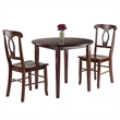 Winsome Clayton 3-Piece Drop Leaf Solid Wood Dining Set - Walnut