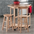 Winsome Burnett 3-Piece Solid Wood Basics Mobile Breakfast Dinette Set - Natural