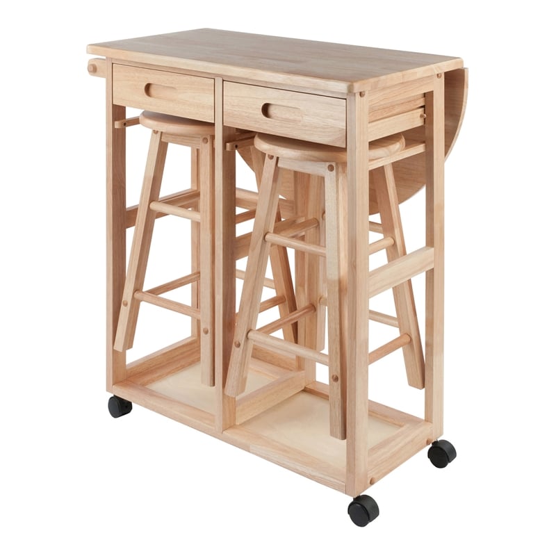 Winsome Burnett 3-Piece Solid Wood Basics Mobile Breakfast Dinette Set - Natural