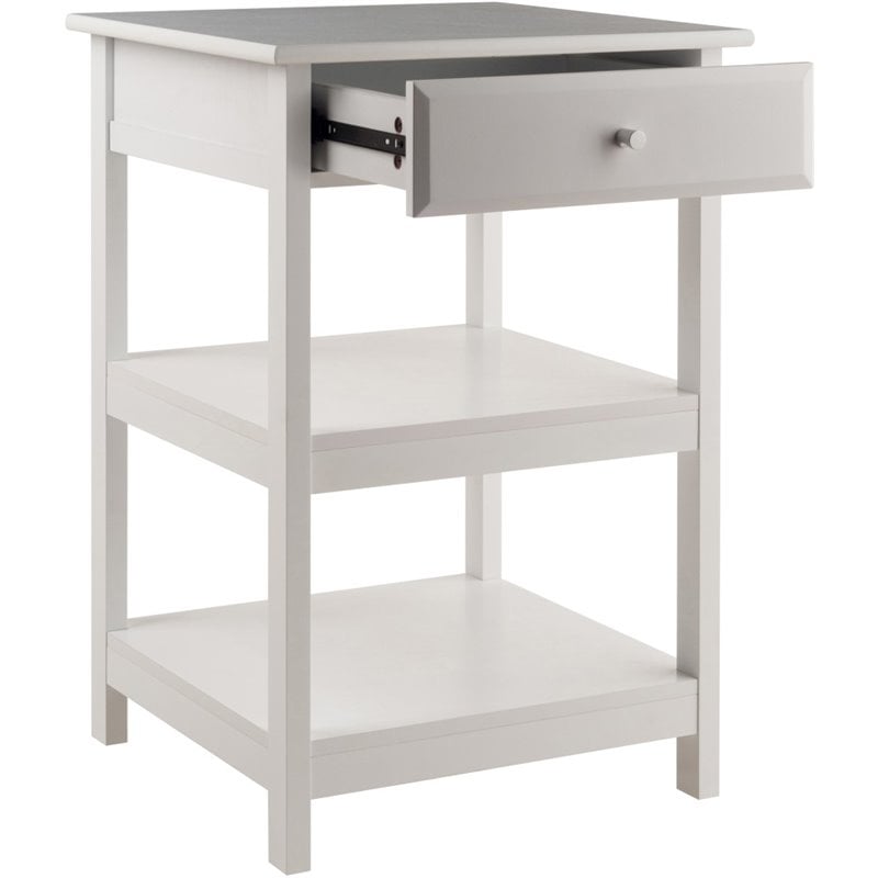 Winsome Delta 2 Shelf Transitional Wooden Printer Stand in White