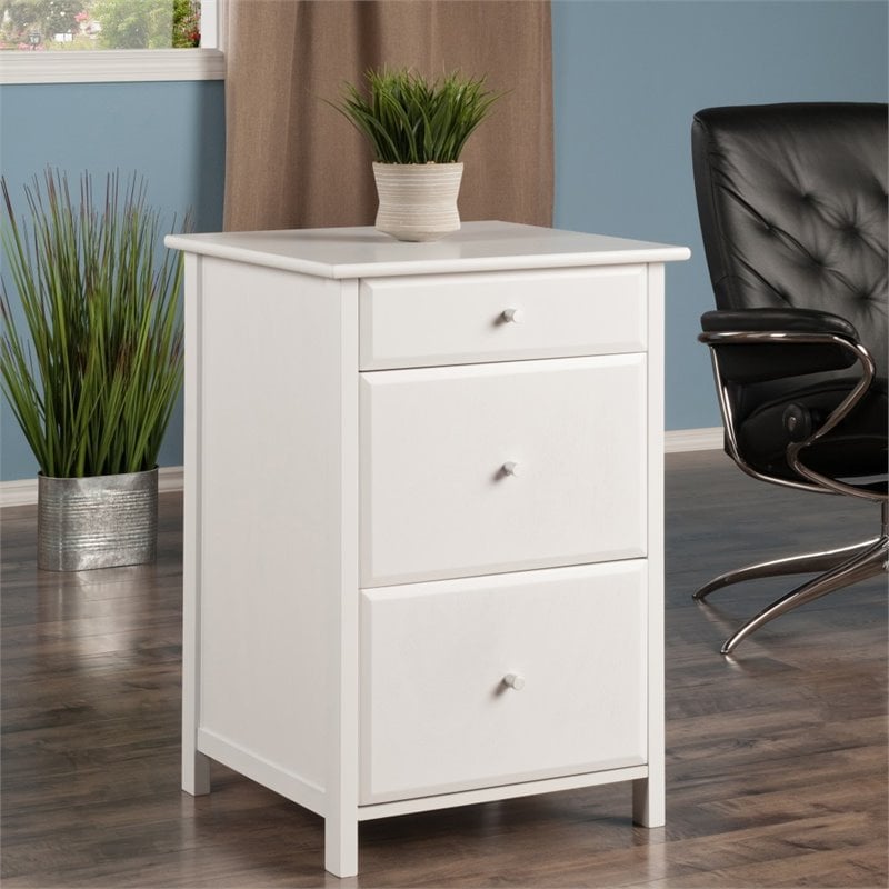 Winsome Delta 3-Drawer Transitional Wooden File Cabinet in White
