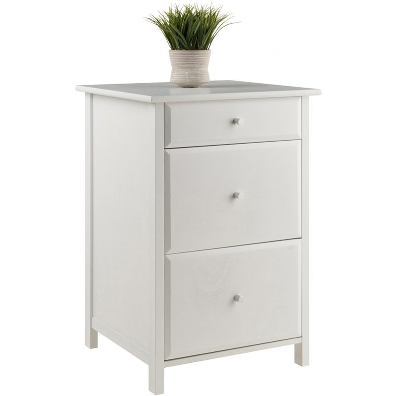 Winsome Delta 3-Drawer Transitional Wooden File Cabinet in White