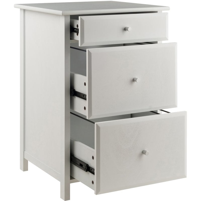 Winsome Delta 3-Drawer Transitional Wooden File Cabinet in White