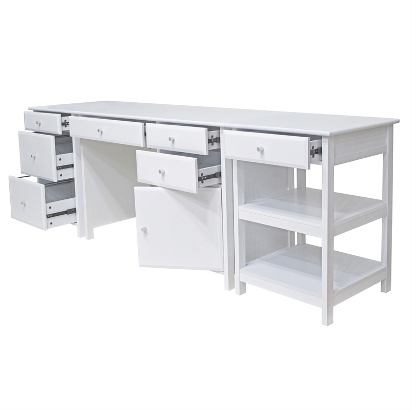 Winsome Delta 3-Piece Transitional Solid Wood Writing Desk Set in White