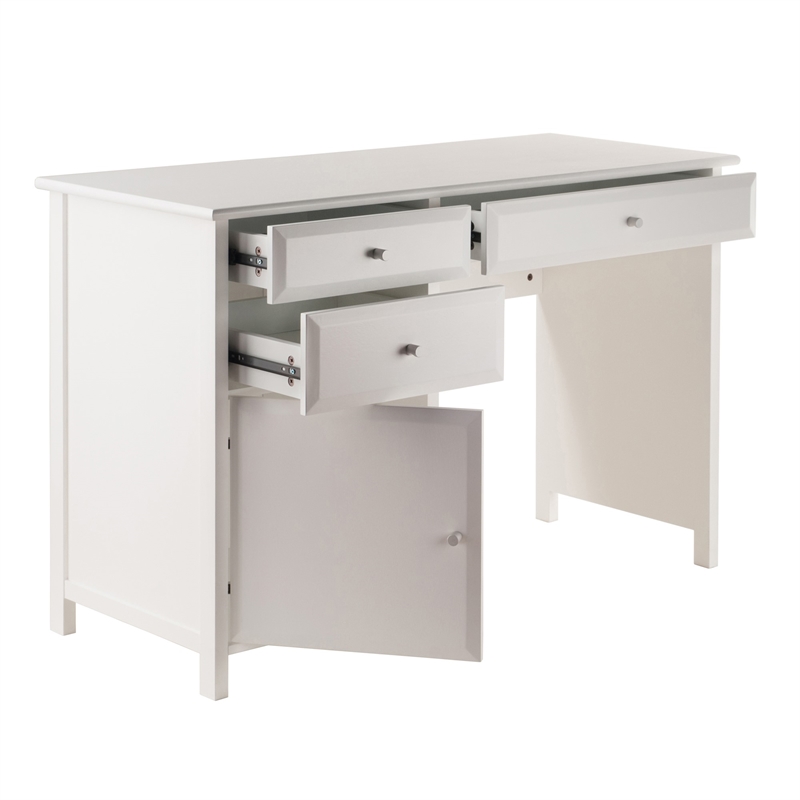 Winsome Delta 3-Piece Transitional Solid Wood Writing Desk Set in White