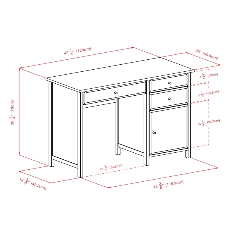 Winsome Delta 3-Piece Transitional Solid Wood Writing Desk Set in White