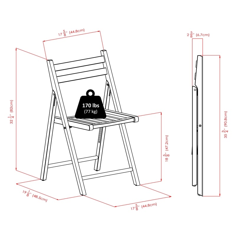 Winsome Robin Transitional Solid Wood Folding Chair in White (Set of 4)