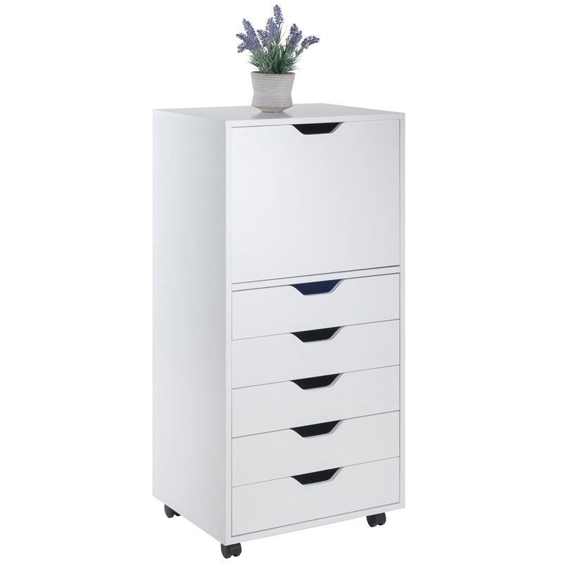 Winsome Halifax 5-Drawer Tall Door Contemporary Wood Storage Cabinet in White