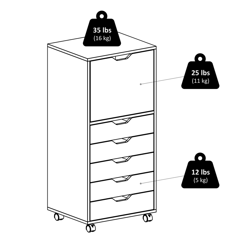 Winsome Halifax 5-Drawer Tall Door Contemporary Wood Storage Cabinet in White