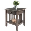 Winsome Stafford Transitional Solid Wood Storage End Table in Oyster Gray