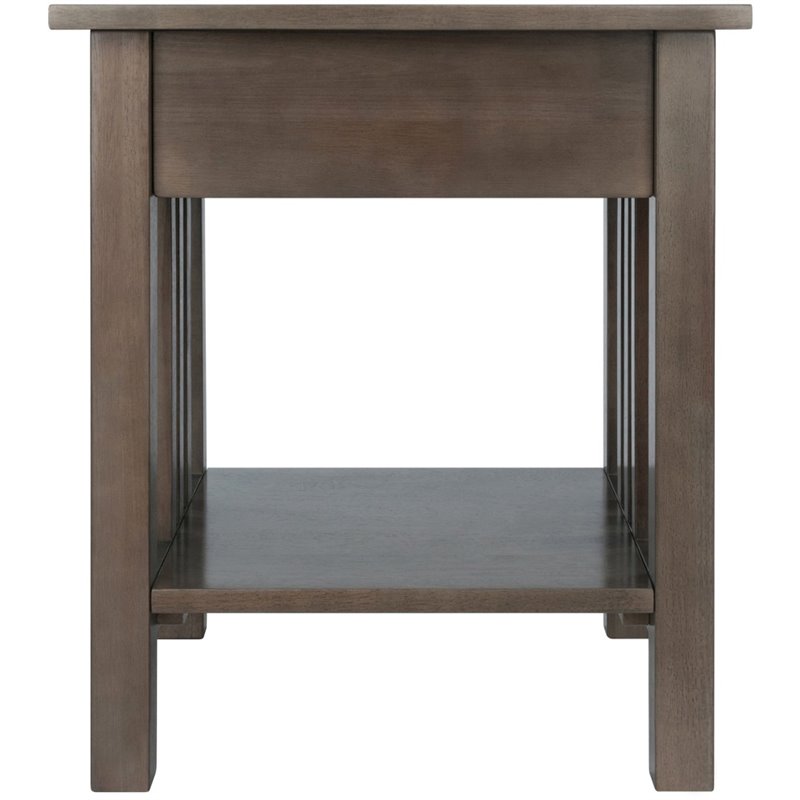 Winsome Stafford Transitional Solid Wood Storage End Table in Oyster Gray