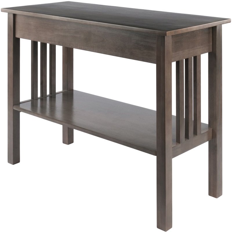Winsome Stafford Transitional Solid Wood Storage Console Table in Oyster Gray