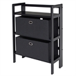 Winsome Torino 3 Shelf Solid Wood Folding Basket Bookcase in Black