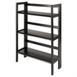Winsome Torino 3 Shelf Solid Wood Folding Basket Bookcase in Black
