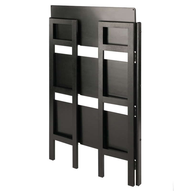 Winsome Torino 3 Shelf Solid Wood Folding Basket Bookcase in Black