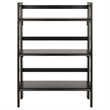 Winsome Torino 3 Shelf Solid Wood Folding Basket Bookcase in Black