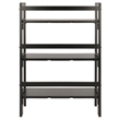 Winsome Torino 3 Shelf Solid Wood Folding Basket Bookcase in Black