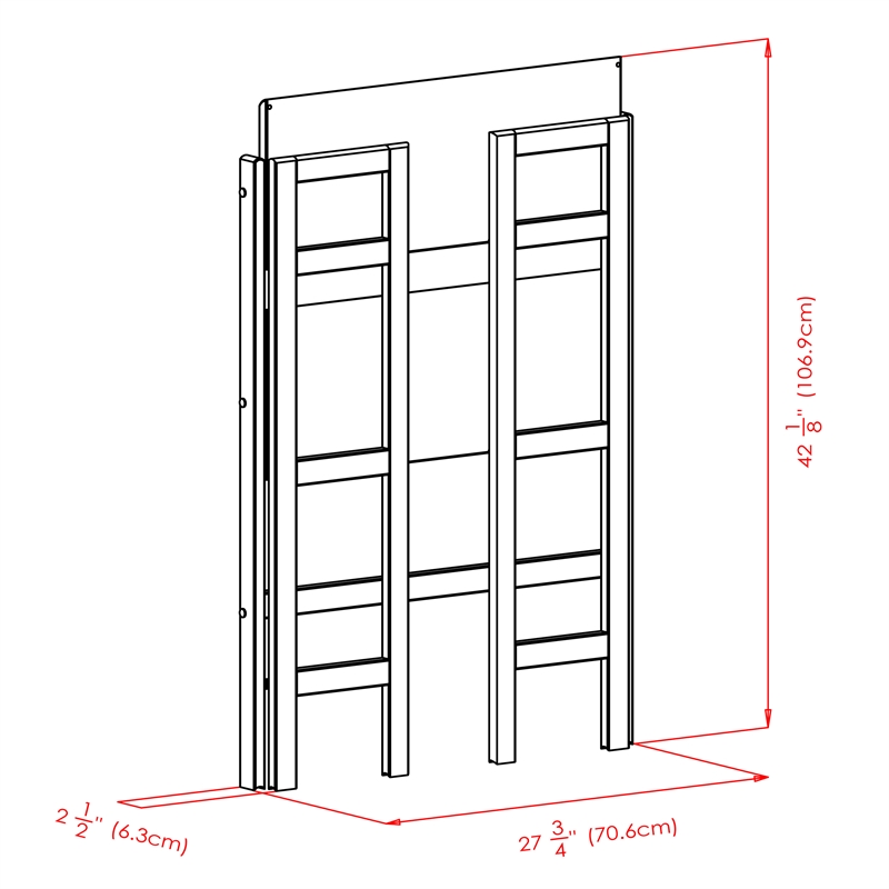 Winsome Torino 3 Shelf Solid Wood Folding Basket Bookcase in Black