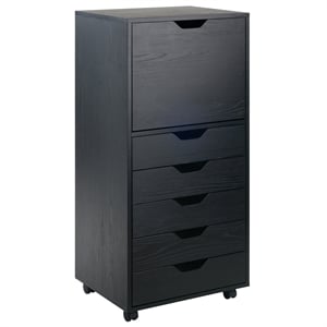 Winsome Halifax 5-Drawer Tall Door Contemporary Wood Storage Cabinet in Black