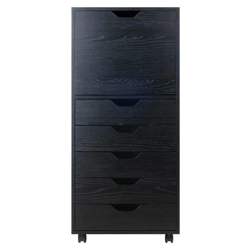Winsome Halifax 5-Drawer Tall Door Contemporary Wood Storage Cabinet in Black