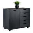 Winsome Halifax 5-Drawer Wide Door Transitional Wood Storage Cabinet in Black