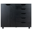 Winsome Halifax 5-Drawer Wide Door Transitional Wood Storage Cabinet in Black