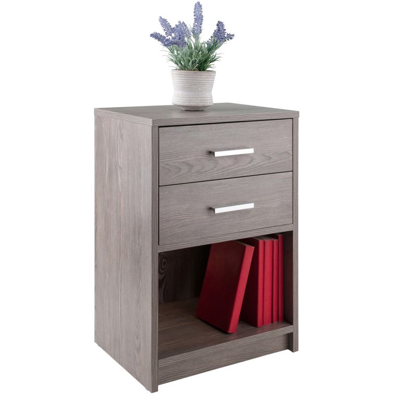 Winsome Molina 2-Drawer Transitional Wood End Table in Ash Gray