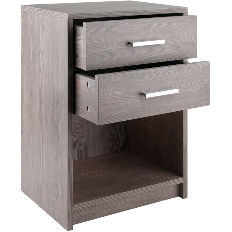 Winsome Molina 2-Drawer Transitional Wood End Table in Ash Gray
