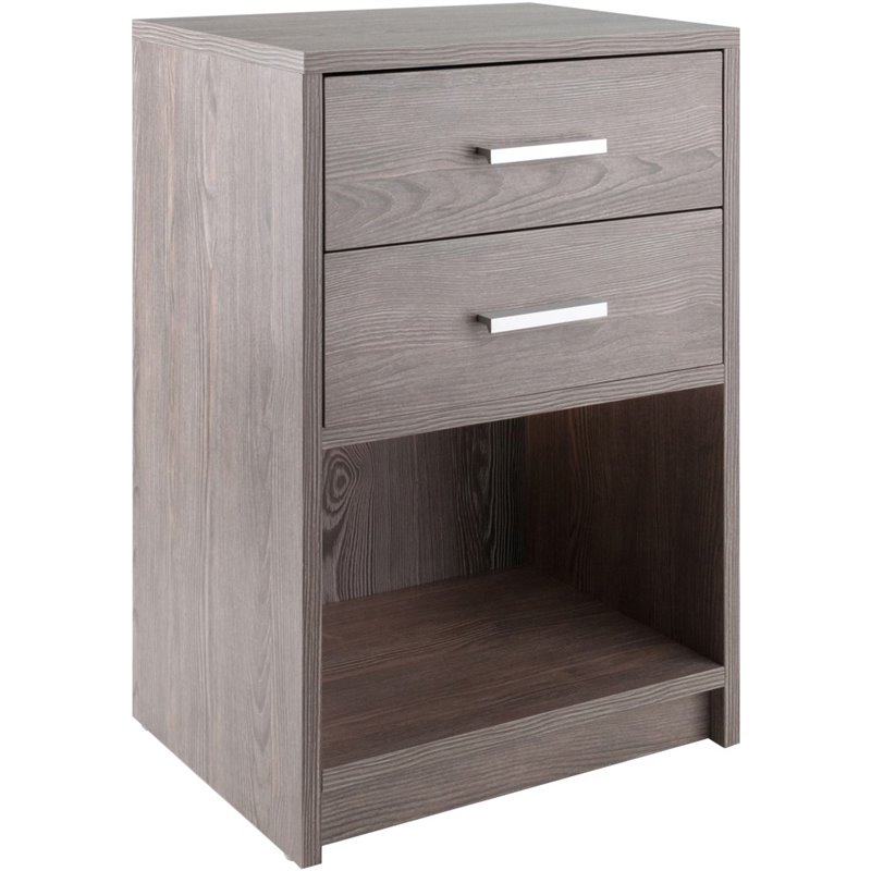 Winsome Molina 2-Drawer Transitional Wood End Table in Ash Gray
