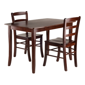 Winsome Inglewood 3-Piece 47&quot Transitional Solid Wood Dining Set - Walnut