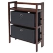 Winsome Torino 3 Shelf Solid Wood Folding Basket Bookcase in Walnut and Black