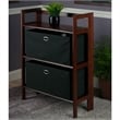 Winsome Torino 3 Shelf Solid Wood Folding Basket Bookcase in Walnut and Black