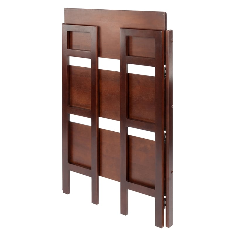 Winsome Torino 3 Shelf Solid Wood Folding Basket Bookcase in Walnut and Black