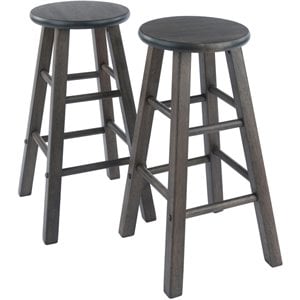Winsome Element 24&quot Solid Wood Counter Stool in Oyster Gray (Set of 2)
