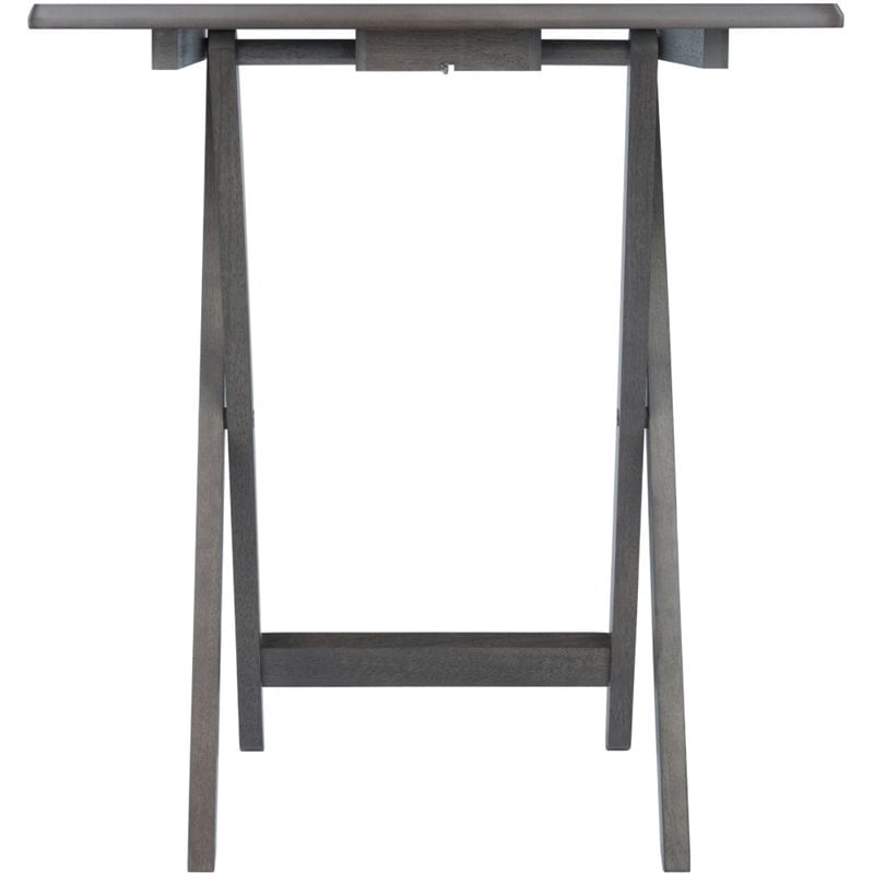 Winsome Dorian 5-Piece Transitional Solid Wood Snack Table Set in Oyster Gray