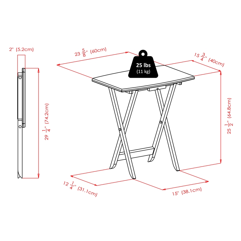 Winsome Dorian 5-Piece Transitional Solid Wood Snack Table Set in Oyster Gray