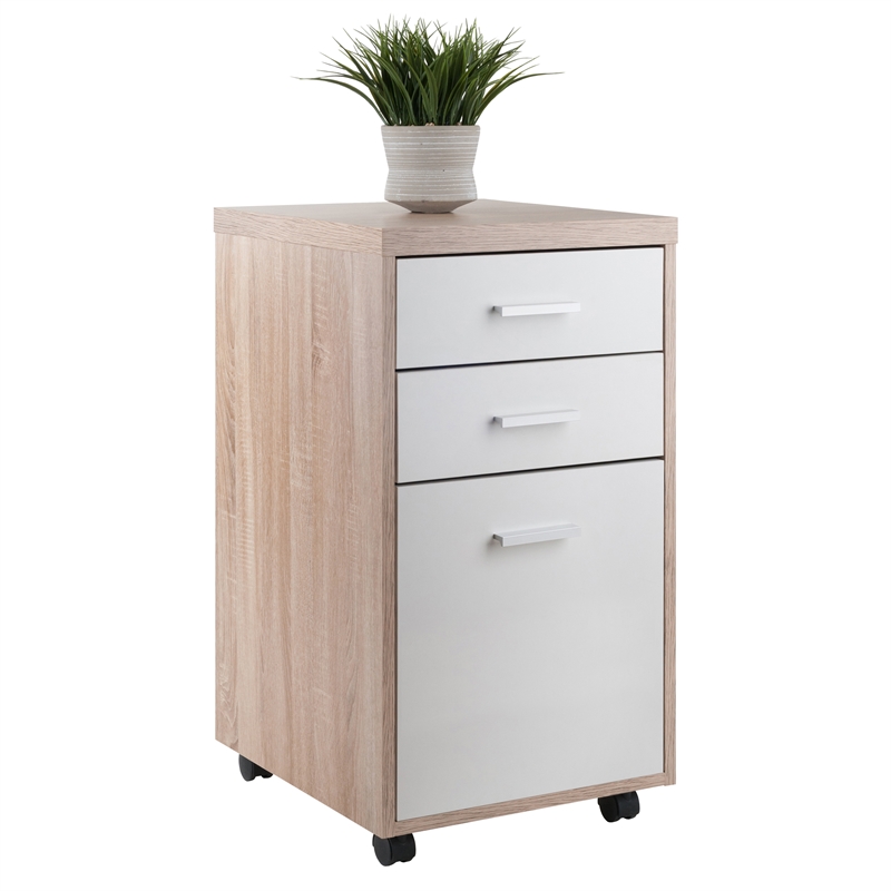 Winsome Kenner 3-Drawer Wooden Mobile File Cabinet in Reclaimed Wood and White
