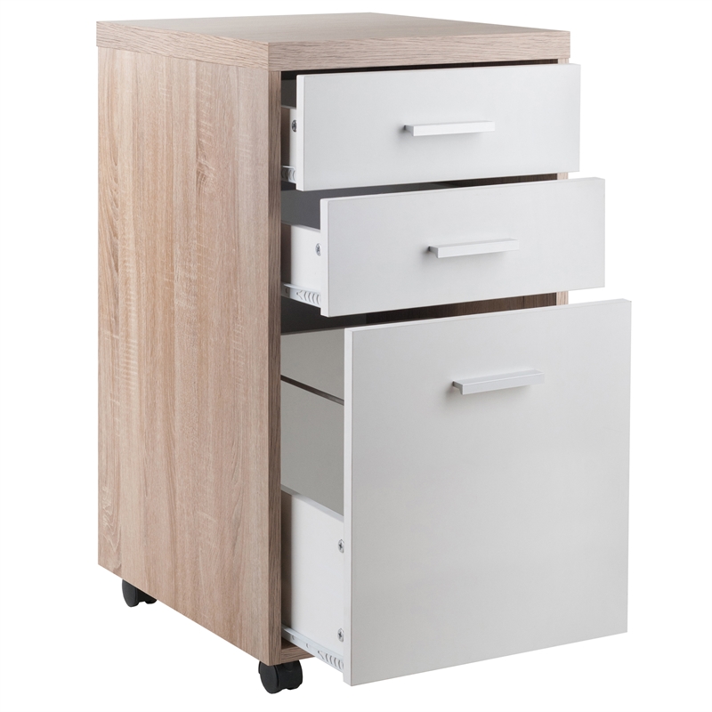 Winsome Kenner 3-Drawer Wooden Mobile File Cabinet in Reclaimed Wood and White
