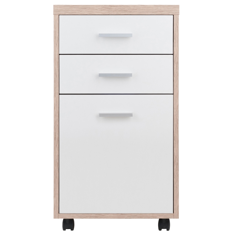 Winsome Kenner 3-Drawer Wooden Mobile File Cabinet in Reclaimed Wood and White