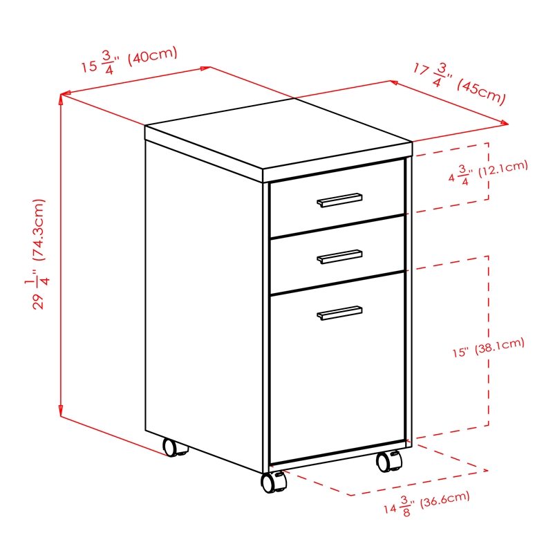 Winsome Kenner 3-Drawer Wooden Mobile File Cabinet in Reclaimed Wood and White